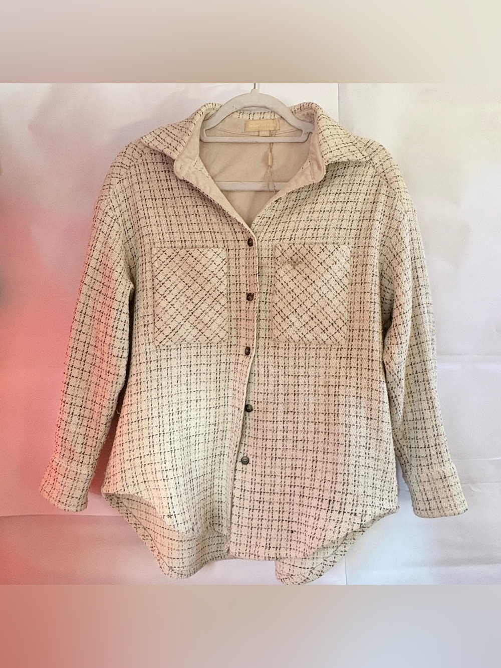 Marchelas Studios Crème & Black Tweed Woven Button Down